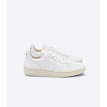 Women's Veja V-10 LEATHER Sneakers White | ZA 665BEX